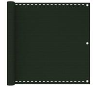 Schermo privacy per balcone in HDPE verde scuro 90 x 400 cm, resistente ai raggi UV, con occhielli in alluminio e corda inclusa per un fissaggio semplice.