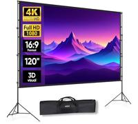 Schermo Proiettore 120 Pollic con Treppiede, LEORFI Telo Proiettore Portatile 16:9 4K Full HD, Schermo di Proiezione Pieghevole, con Borsa per il Trasporto, Adatto per Interni Ed esterni, Home Cinema