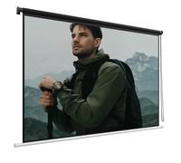 Schermo Proiettore Avvolgibile, Telo per Proiettore 60/72/84 Pollici Formato 16:9, Montaggio a Soffitto o Parete, per Home Cinema e Azienda(72IN)