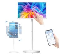 Schermo Smart TV Portatile Da 32'' (6+128 GB) Con Telecomando, Supporto TV Mobile Android 15.0, TV Mobile Wireless Su Ruote, Batteria Integrata, Rotazione Completa