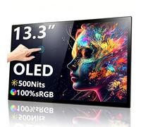 Schermo tattile portatile OLED da 13,3 pollici, display da viaggio HDR 1080P, 500 linee, secondo monitor esterno ultra sottile per laptop, Mac, PC, Android, telefono/tablet (senza tocco)