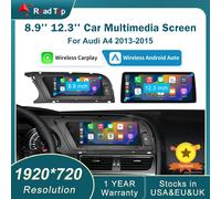 Schermo ultrasottile multimediale Wireless CarPlay RoadTop da 12,3 pollici Android Auto per Audi A4 A5 2013-2015 Funzione Airplay Autolink