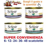 Schesir 85gr 6-12-24-48 scatolette tonnetto con orata... cibo umido gatto