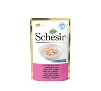 SCHESIR Alimento complementare per gatti a base di pollo e prosciutto 50 g