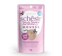 Schesir Baby, Filettini di Pollo con Fegato in Mousse, Alimento Umido Completo per Gattini, Grain Free, con DHA e Taurina, Fonte di Idratazione, 12 x 70 g