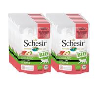 Schesir BIO, Alimento Completo Umido per Gatti adulti, Patè selezionato di Manzo e Pollo Con Mela senza Cereali - 16 bustine dal 85g (1,36kg totale)