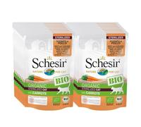 Schesir BIO, Alimento Completo Umido per Gatti adulti Sterilizzati, Patè di Manzo e Pollo Con Carote senza Cereali - 16 bustine dal 85g (1,36kg totale)