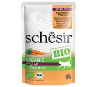 Schesir Bio Buste 8 x 85 g Umido per gatto - Sterilized Manzo bio e Pollo bio