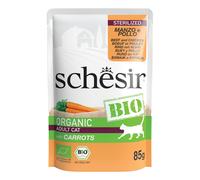 Schesir Bio Buste 8 x 85 g Umido per gatto - Sterilized Manzo bio e Pollo bio