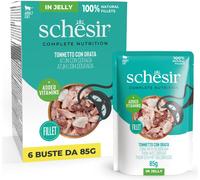 Schesir Buste 6 x 85 g Umido per gatto - Tonnetto con Orata in gelatina