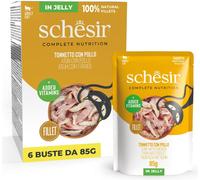 Schesir, Tonnetto con Pollo in Gelatina, Alimento Umido Completo per Gatti, in Busta, Ingredienti 100% Naturali, Cruelty Free, 6 x 85g