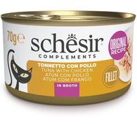 SCHESIR Cat Complements in Brodo Lattina Multipack 12x70G TONNETTO CON POLLO