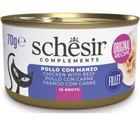 SCHESIR Cat Complements Lattina in Brodo Multipack 12x70G POLLO CON MANZO