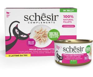 Schesir Cat Complements Lattina Multipack 6x70G POLLO CON PROSCIUTTO
