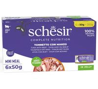 Schesir Complete Nutrition Filetti in gelatina 6 x 50 g in lattine - Tonnetto con manzo