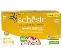 Schesir Confezione Multipla di Cibo Umido - 6 x 50 g - Tonnetto con Pollo