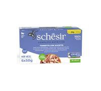 Schesir, Tonno con Alicette in Gelatina, Cibo Umido Completo per Gatti, Con Vitamine Aggiunte, 100% Naturale, 6 lattine da 50g