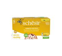 Schesir Confezione Multipla di Cibo Umido - 6 x 50 g - Tonnetto con Pollo