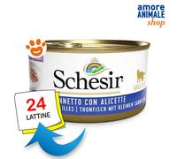 Schesir in Acqua di cottura 1 x 85 g Alimento umido per gatti - Tonnetto con Alicette