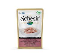 Schesir Cat Jelly, tonno con affettato di pollo, cibo per gatti bagnato in gelatina, 20 bustine da 85 g