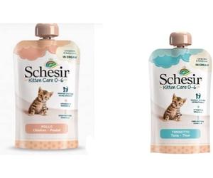 SCHESIR Cat Kitten Cream 0-6. 12 Buste con Gusti Assortiti da 150g CADAUNO