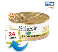 Schesir Cat Pollo con Prosciutto in Brodo di Pollo Gatti Lattina da 70 gr
