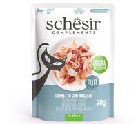 Schesir Cat Soft Adult filetti in gelatina alimento complementare bustine 70 gr - Tonnetto e Nasello - Confezione da 12 pezzi - Cibo umido per gatti - 1° ORDINE? scegli lo sconto BZR5 / BZR20 + 200 pu