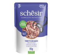 Schesir Cat Soft Adult filetti in gelatina alimento completo bustine 85 gr - tonno con manzo - Cibo umido per gatti - 1° ORDINE? scegli lo sconto BZR5 / BZR20 + 200 punti fedeltà
