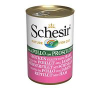 Schesir, Cibo Umido per Gatti Adulti al Gusto Filetti di Pollo con Prosciutto Preparato in Morbida Gelatina - Totale 3,36Kg (24 Lattine da 140G)