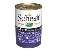 Schesir, Cibo Umido per Gatti Adulti al Gusto Tonnetto con Filetti di Manzo Preparato in Morbida Gelatina - Totale 0,84Kg (6 Lattine da 140G)