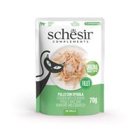 Schesir, Filetti di Pollo con Spigola in Gelatina, Cibo Umido Complementare per Gatti, Ricetta Originale, 100% Naturale, 6 buste da 70g