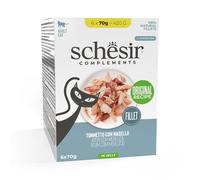 Schesir Complements Fletto in gelatina Alimento umido per gatti, 6 x 70 g - Tonno con nasello