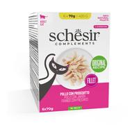 Schesir Complements Fletto in gelatina Alimento umido per gatti, 6 x 70 g - Pollo con prosciutto