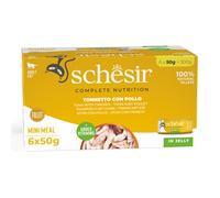 Schesir Confezione Multipla di Cibo Umido - 6 x 50 g - Tonnetto con Pollo