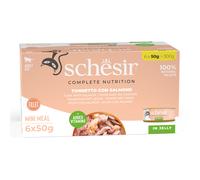 Schesir Complete Nutrition Filetti in gelatina 6 x 50 g in lattine - Tonnetto con salmone