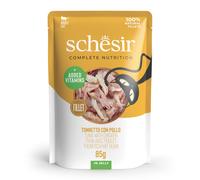 Schesir, Tonnetto con Pollo in Gelatina, Alimento Umido Completo per Gatti, in Busta, Ingredienti 100% Naturali, Cruelty Free, 6 x 85g