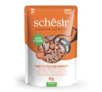 Schesir Complete Nutrition Filetti in gelatina Buste 6 x 85 g - Tonnetto e pollo con gamberetti