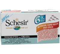 Schesir Confezione Multipla di Cibo Umido - 6 x 50 g - Tonnetto con Orata