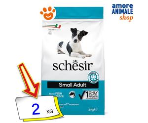 Schesir Dog Small Adult Mantenimento Pesce Cibo Secco Cani 2 Kg