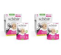 Schesir, Filetti di Pollo con Prosciutto in Gelatina, Cibo Umido Complementare per Gatti, Ricetta Originale, 100% Naturale, 6 buste da 70g (Confezione da 2)