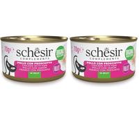 Schesir, Filetti di Pollo con Prosciutto in Gelatina, Cibo Umido Complementare per Gatti, Ricetta Originale, 100% Naturale, 12 lattine da 70g (Confezione da 2)