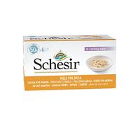 Schesir, Filetti di Pollo con Zucca in Brodo, Alimento Umido per Gatti Adulti, in Lattina, Filetti 100% Naturali, 6 x 50g
