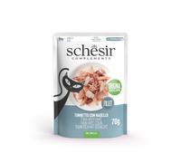 Schesir, Filetti di Tonno con Nasello in Gelatina, Cibo Umido Complementare per Gatti, Ricetta Originale, 100% Naturale, 12 buste da 70g