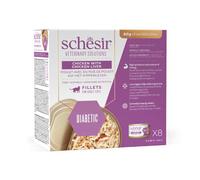 SCHESIR GATTO VETERINARY SOLUTIONS DIABETIC FILETTI POLLO/FEGATO DI POLLO 8X80GR (lattina) - MULTIPACK