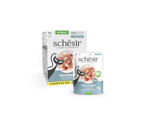 Schesir in Jelly, Cibo Umido Complementare Per Gatti, in Busta, Filetti di Tonno con Nasello, In Gelatina, Senza Conservanti e Coloranti, 6 x 70 Gr