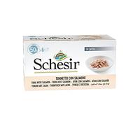 Schesir Ocean, Cibo Umido per Gatti Adulti al Gusto Tonnetto con Salmone - Totale 2.4Kg (48 Lattine Da 50g)