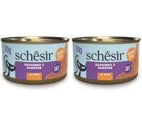 Schesir, Paté di Sgombro e Sardine, Alimento Umido Complementare per Gatti, Ricetta Originale, Ingredienti 100% Naturali, 12 lattine da 70g (Confezione da 2)