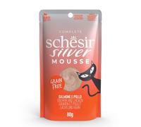 Schesir Silver Cat Senior Mousse Grain Free 80 g Salmone e pollo - confezione da 12 pezzi - Cibo umido per gatti - 1° ORDINE? scegli lo sconto BZR5 / BZR20 + 200 punti fedeltà