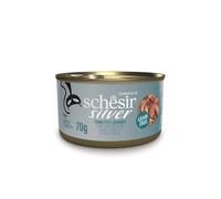 Schesir Silver, Filetti di Tonnetto e Sgmobro in Brodo, Alimento Umido Completo per Gatti Anziani, Grain Free, Supporta il Sistema Immunitario, Ricco di Idratazione, 12 x 70g