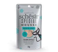 Schesir Special Cat Mousse Grain Free 70 g Skin e Coat: salmone con pollo - confezione da 12 pezzi - Cibo umido per gatti - 1° ORDINE? scegli lo sconto BZR5 / BZR20 + 200 punti fedeltà